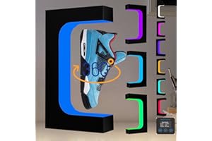 FLOATIDEA Levitating Shoe Display Magnetic Floating Sneaker Stand LCD Interactive Screen Adjustable Wide Range Accurate Weight Optional Rotation Speed Colorful LED Lights Acrylic Rack Exhibition Christmas Gift