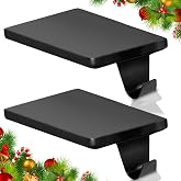HMASYO Christmas Stocking Holders for Mantle Set of 2, Black Heavy Duty Iron Stocking Hangers Base, Low Profile Weighted Stocking Holder Hooks for Fireplace Tabletop Shelf Christmas Decoration