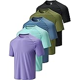 5 Pack Men’s Active Quick Dry Crew Neck T Shirts | Athletic Running Gym Workout Short Sleeve Tee Tops Bulk