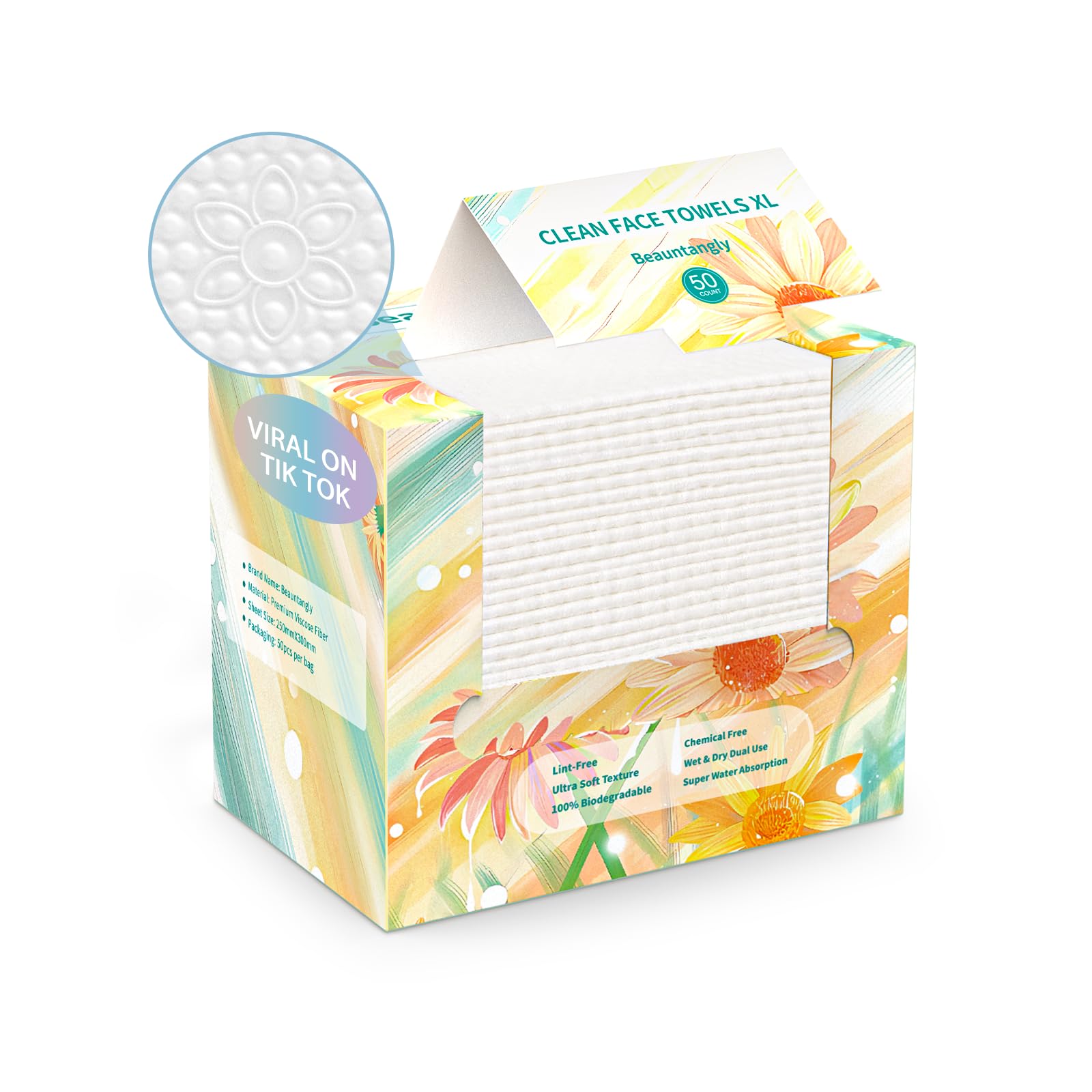 Beauntangly Disposable Face Clean Towels XL, Face Cloths for Skin Care, Thick Lint- free Ultra Soft Dry Wipes for Makeup Removing, Cleaning, Traveling, 10-Inch X 12-Inch, 50 Count 1 Pack