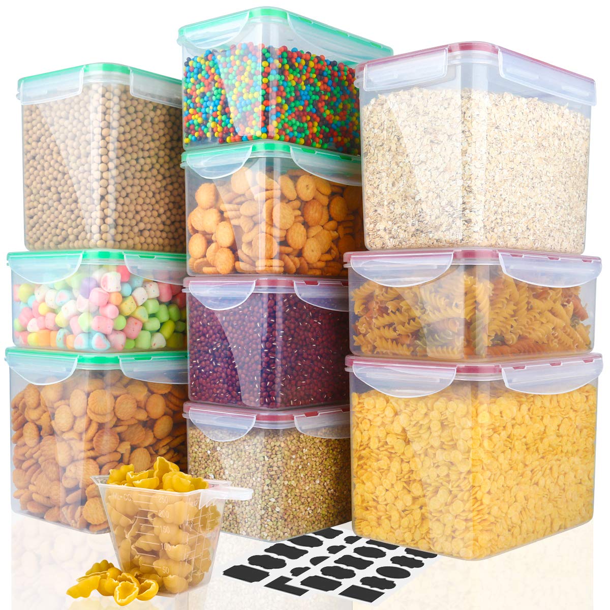 Cereal Container, VERONES 10 Piece Airtight Storage Containers Perfect