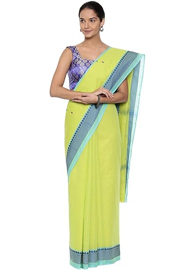 Womens Chettinad Cotton Saree (CCOPSC12563) Tendor Shoot Green)