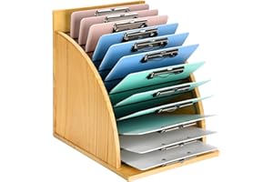 HULISEN Clipboard Holder, Wooden Clipboard Organizer with Raised Side Panel, Clip Board Storage Rack for Classroom and Office, Clip Boards not Included