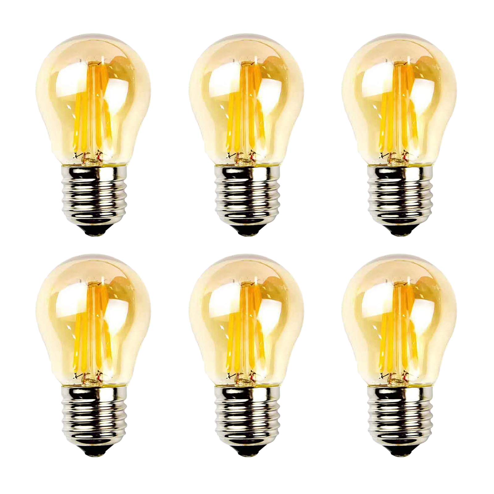 WULUN 6-Pack 4W G45 E27 Mini Globe LED Filament Bulb Warm White 2700K Edison Screw 40W Incandescent Equivalent Non-dimmable