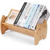 Hggzeg Bamboo Children Bookcase, Small Desktop Kids Bookshelf, Tilted Books Organizer, Magazines Display Storage Rack, for Kids Rooms, Nursery, Playroom