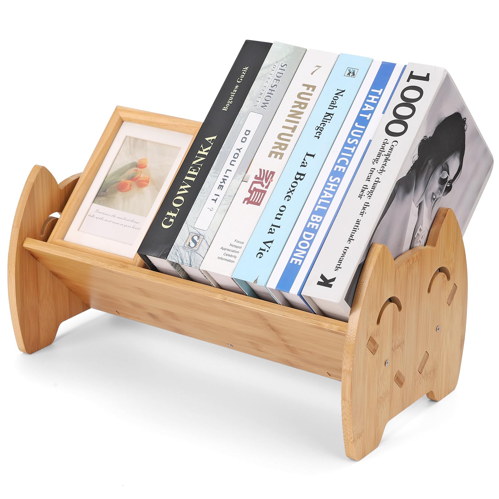 Hggzeg Bamboo Children Bookcase Small Desktop Kids Bookshelf Storage Display Rack, Simple Book Organiser for Children's Room (Bamboo)