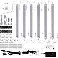 LABOREDUCER Under Cabinet Lighting Plug in Cold White 6000K,6 Pack 11inch LED Under Cabinet Lights Wired Hardwired Linkable Dimmable with Power Adapter,24V Under Counter Lights for Kitchen Shelf