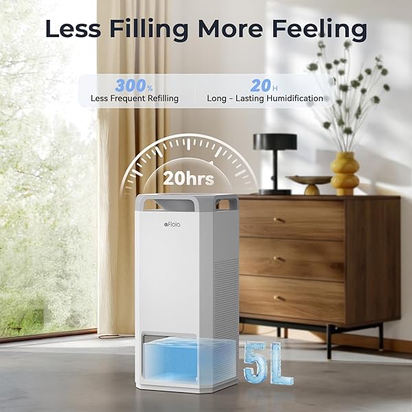 AFLOIA HUMIDIFIER FOR BEDROOM LARGE ROOM – MIST FREE EVAPORATIVE 2 IN 1 HUMIDIFIER AND AIR PURIFIER IN ONE COMBO FOR HOME WITH TOP FILL 5L TANK/HUMIDITY&AIR QUALITY SENSOR/2-24H TIMER
