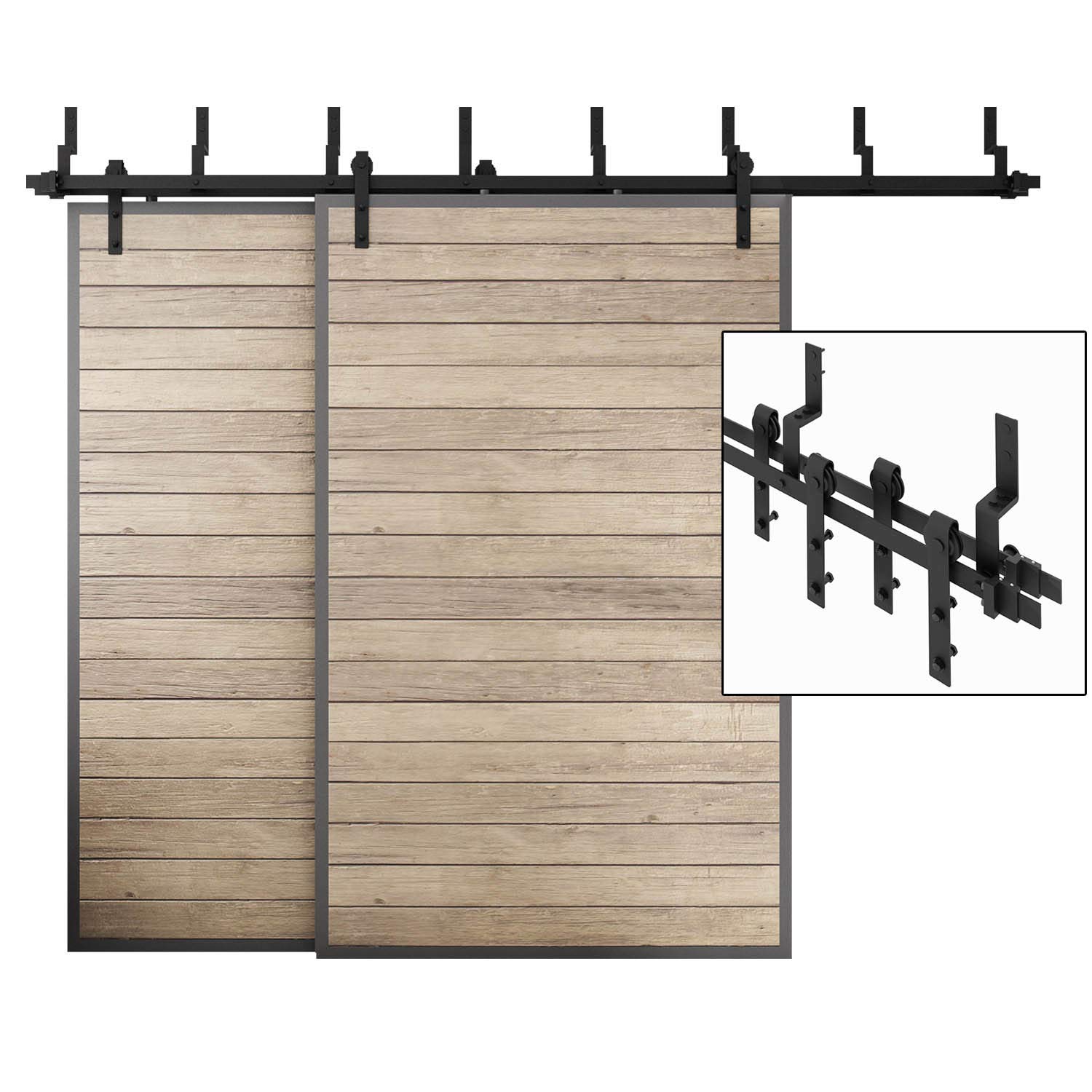 Buy EaseLife 12 FT Bypass Double Door Sliding Barn Door Hardware Track