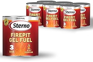 Sterno 6-Pack Firepit Gel Fuel - 3 Hours of Burn Time, Realistic Wood Crackling Sounds - Smokeless & Odorless, No Ash & Soot - All-Weather Burner for Indoor & Outdoor Fire Pit