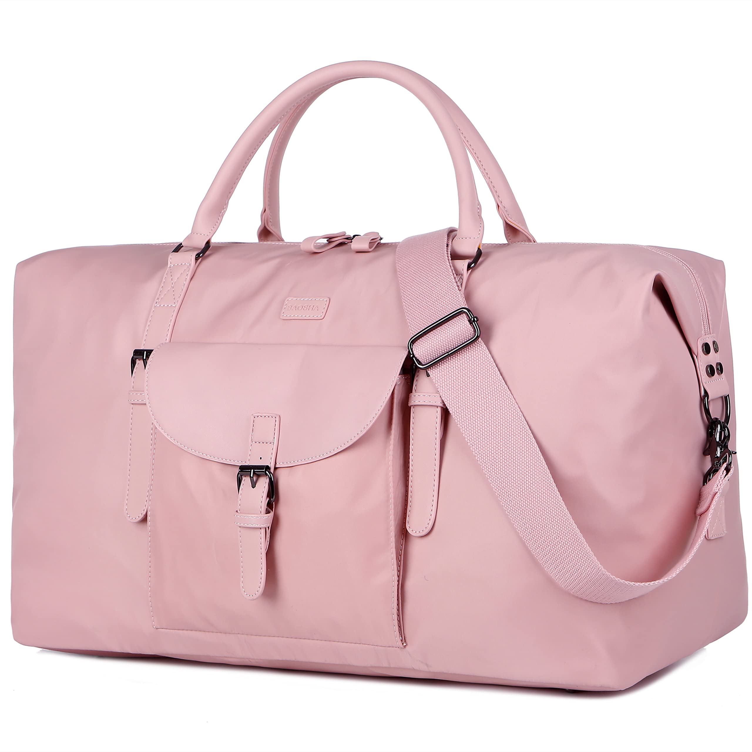 Women Oversized Waterproof Travel Duffel Bag Weekender Overnight Bag 52L 5-6 days Carry on Luggage HB-15 (Pink)