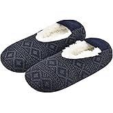 VAGUKU Mens Cozy Soft Sole Slipper Socks With Non Skid Bottoms, Warm Slipper Socks With Grippers For Men, Fuzzy House Slippers