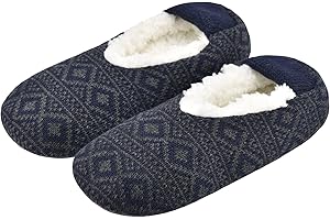 VAGUKU Mens Cozy Soft Sole Slipper Socks With Non Skid Bottoms, Warm Slipper Socks With Grippers For Men, Fuzzy House Slippers