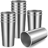 Bokon 12 Pack 20 oz Stainless Steel Cups Metal Cups Shatterproof Stacking Beer Pint Cups for International Coffee Day Bar Camping Restaurant Adults Travel Outdoor