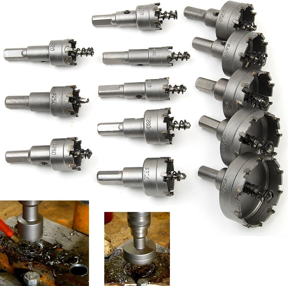 Malayas 13pcs TCT Tip Drill Bit Hole Saw Cutter Set 16-53mm for Stainless Steel Iron Copper Brass Wood with Spring - Image 3
