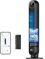 DREO 20dB Smart Silent Tower Fan with Remote 28ft/s 90° Oscillating 8 Speeds