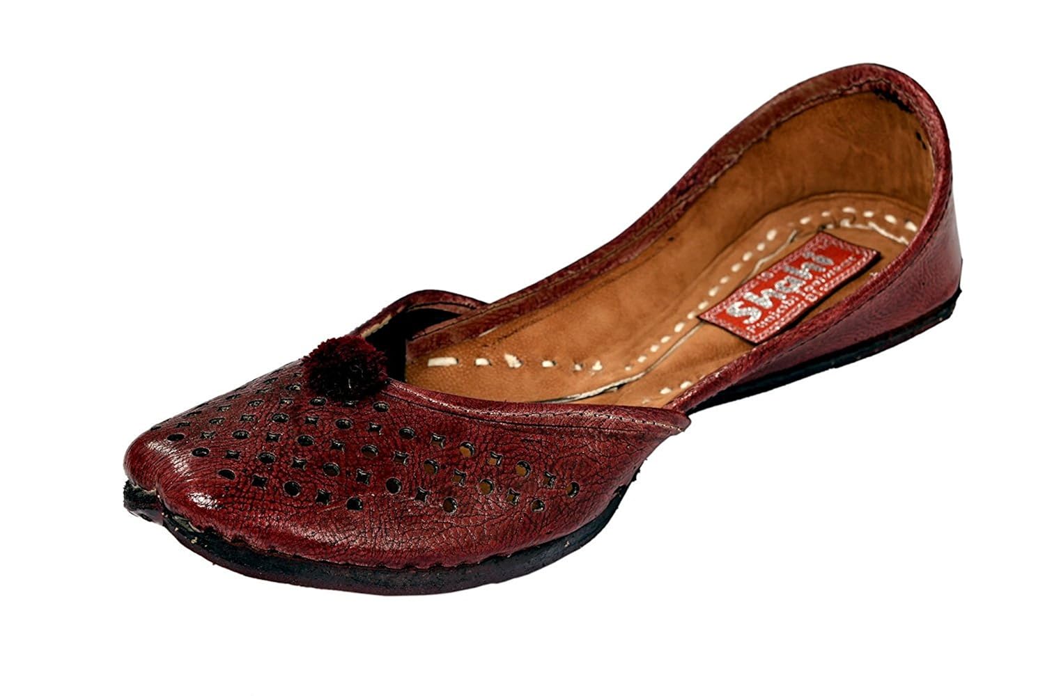 shahi women's traditional ethnic brown leather jutti/mojari (spf-1113)