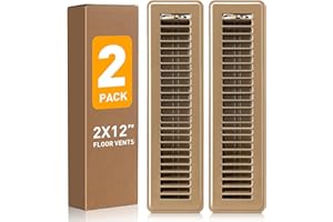 VE NI SCC Floor Register 2x12 Inch Brown, Floor Vent Covers for Home Floor, Sidewall, Design with Adjustable Air Supply Lever Air Vent Deflectors, 2 Pack