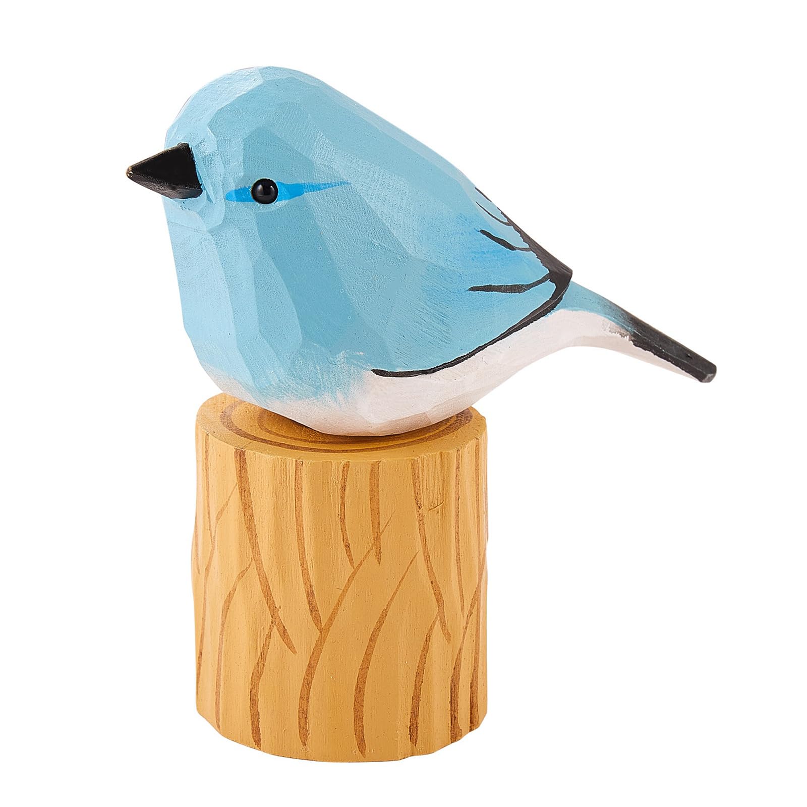 WEWAYSMILE Hand Carved Wooden Bird Figurine, Painted Statue, Cute Animal Ornament Craft for Home Office Desktop Decoration (Fat Chirp E)
