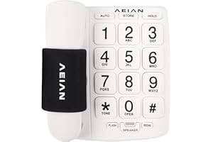 AEIAN Landline Telephone - Big Button Corded Phone for Seniors - One-Touch Dialing, Loud Amplified Ringer, Non-Slip Grip - Ideal for Visually and Hearing Impaired - Easy-to-Use White