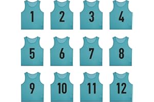 SHIJIXING 12 Pack（1-12） Numbered Pinnies/Scrimmage Vest/Team Practice Jerseys for Basketball, Soccer, Football