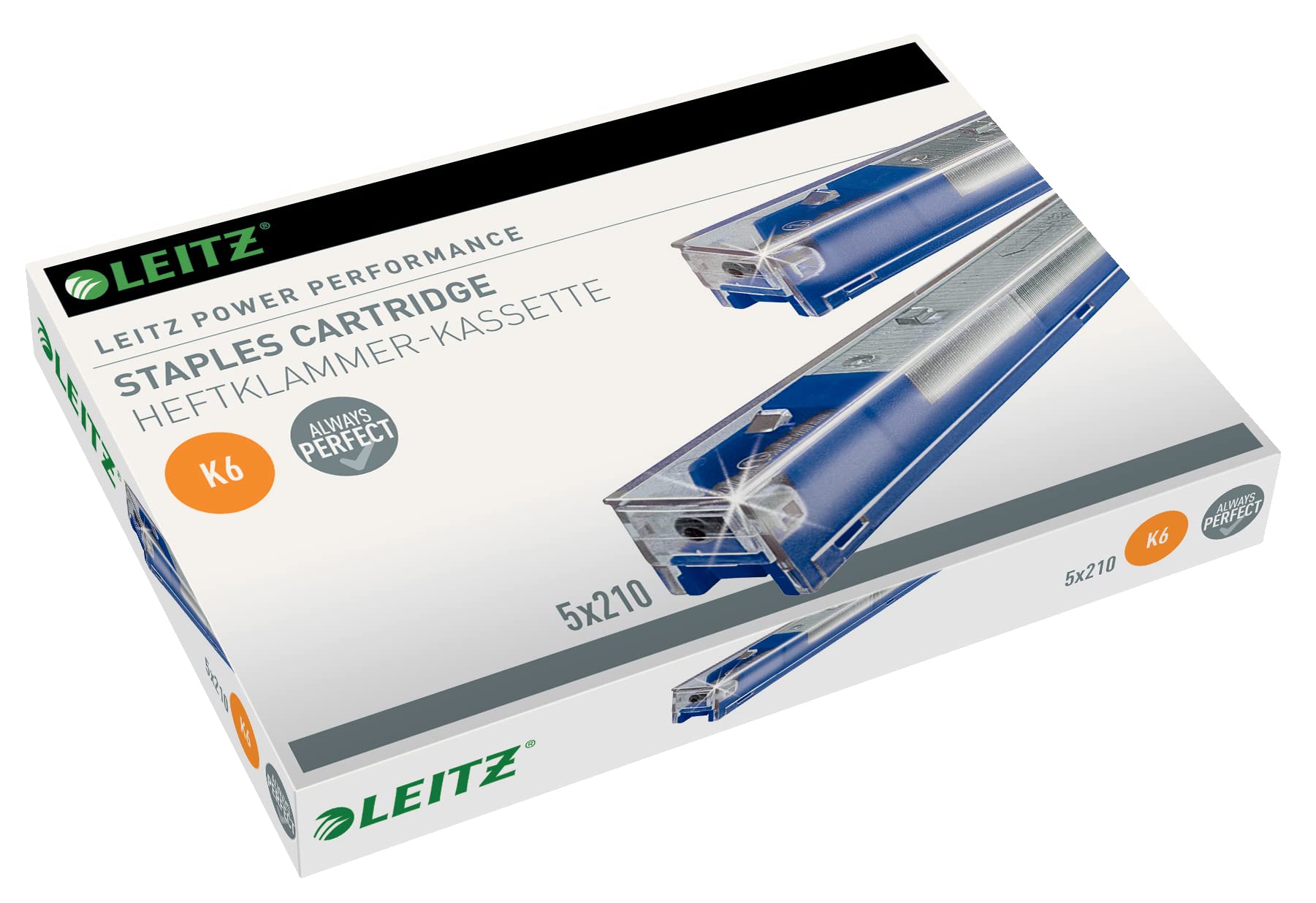 Leitz 55910000 K6 Power Performance Stapler Cartridge, 25 Sheet Capacity, Strong Steel, 1050 Staples, Length 6 mm - Blue — image 1