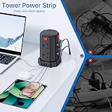 Kemelo Tower Extension Lead 3M 8 AC Outlets 4 USB Surge Protector 13A view 6