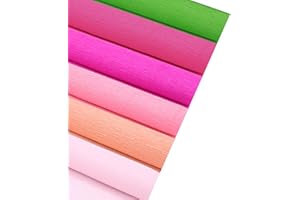 MIUEZUTH Crepe Paper Flower DIY 6 Colors Crepe Paper, 9.8 x 98 Inch Wide Crepe Paper for DIY Gift Wrapping Paper Crafts Paper Flower Birthday Parties Weddings Festival Decoration (Green-Pink)
