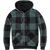 ZENTHACE Men's Thicken Sherpa Lined Checkered Flannel Hoodie Shirt Jacket