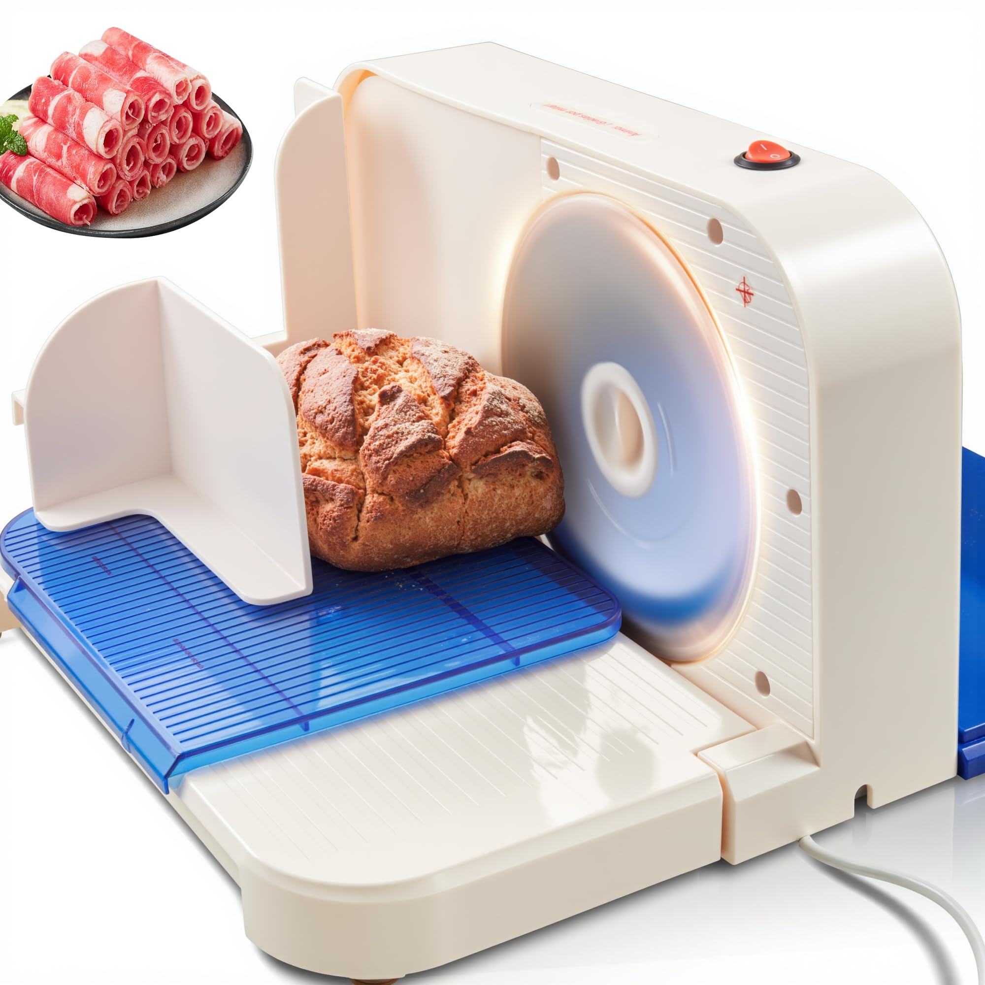 Photo 1 of Meat Slicer, Electric Food Slicer with 7" Stainless Steel Blade, Child Lock Protection, 0-20mm Adjustable Thickness,Foldable Meat Slicer Machine for Home Ham, Cheese, Bread, Fruit & Veggies