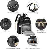 VSNOON Women's Laptop Backpack 15.6 Inch USB Port Water Resistant Black view 7