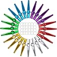 Foraineam 24-Pack Metal Kazoos with 24 Pcs Kazoo Flute Diaphragms 6 Colors Musical Instruments, A Good Companion for Ukulele,