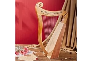 BAMFY Lyre Harp 15,16,19,21,24 Strings Mahogany Wood Manual Portable Instrument Traditional Lap Harp with Tuning Wrench, Repl