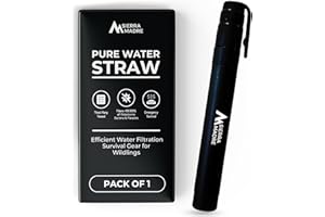 Sierra Madre Portable Water Filter Straw – 264 Gallon Water Filtration for Backpacking, Camping, Hiking, Travel - Ideal for Outdoor Emergency Hydration & Supplies - Portable & Lightweight (Pack 1)