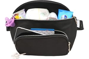 Suessie Fanny Pack Diaper Bag - with Baby Changing Pad & Waterproof Wipes Pocket - Stroller Organizer Black