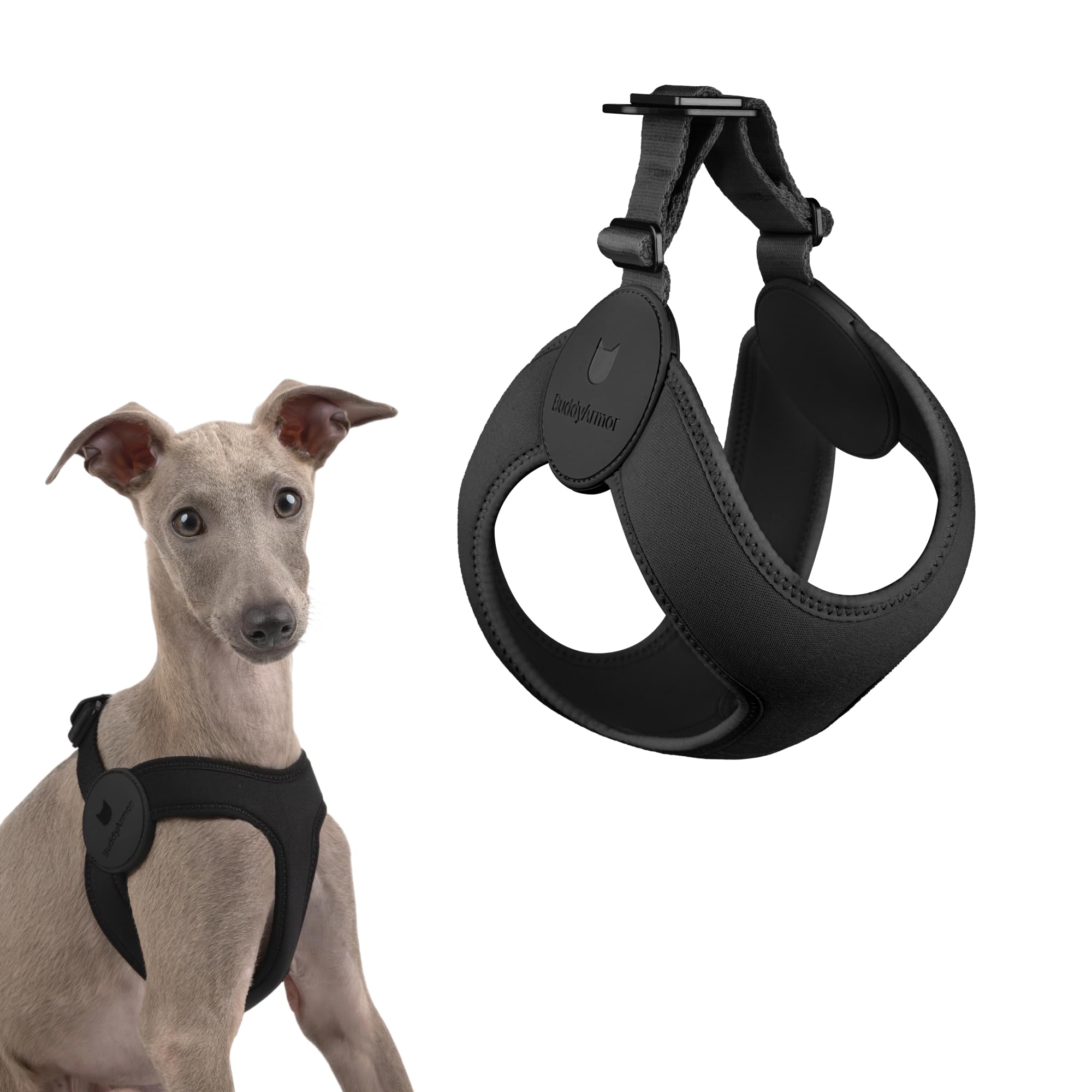 Photo 1 of BuddyArmor Ultra Comfortable Dog Harness Adjustable Soft Dog Vest, Alloy Buckle Closure Lightweight Stretchy Puppy Harness Step in for Small Sized Dogs Walking Training (Midnight Black, XS 13.4-14.9")
