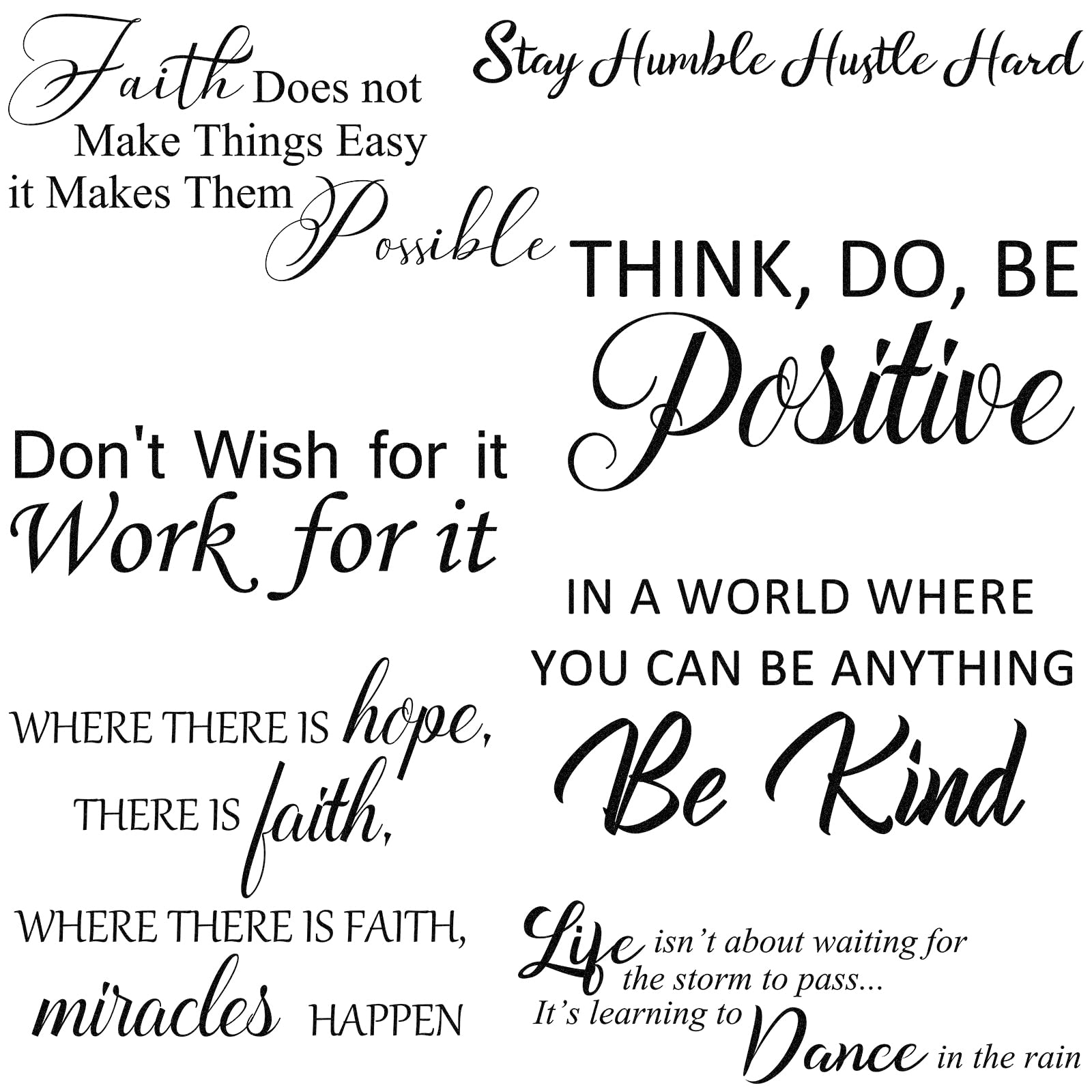5 Sheets Inspirational Quotes Wall Decals Peel and Stick Vinyl Quotes ...