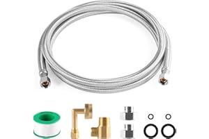 KEOKLE Dishwasher Installation Kit, 8ft Dishwasher Hose Braided Stainless Steel 3/8''x 3/8'' Universal Fit to Dishwasher water supply line