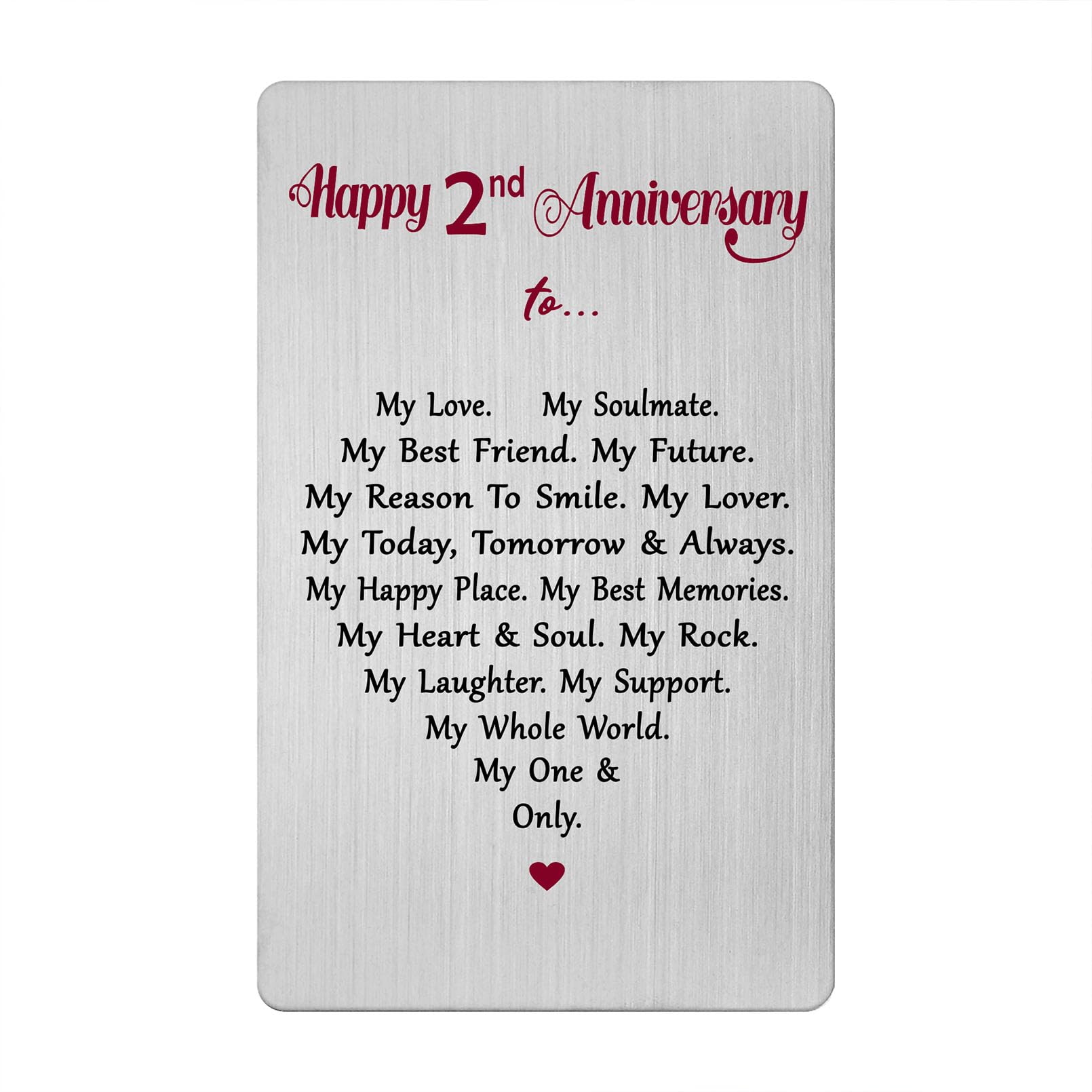 2 Year Anniversary Card for Men Women Him Her- Romantic 2nd Two Second Anniversary Keepsake Gifts for Husband Wife