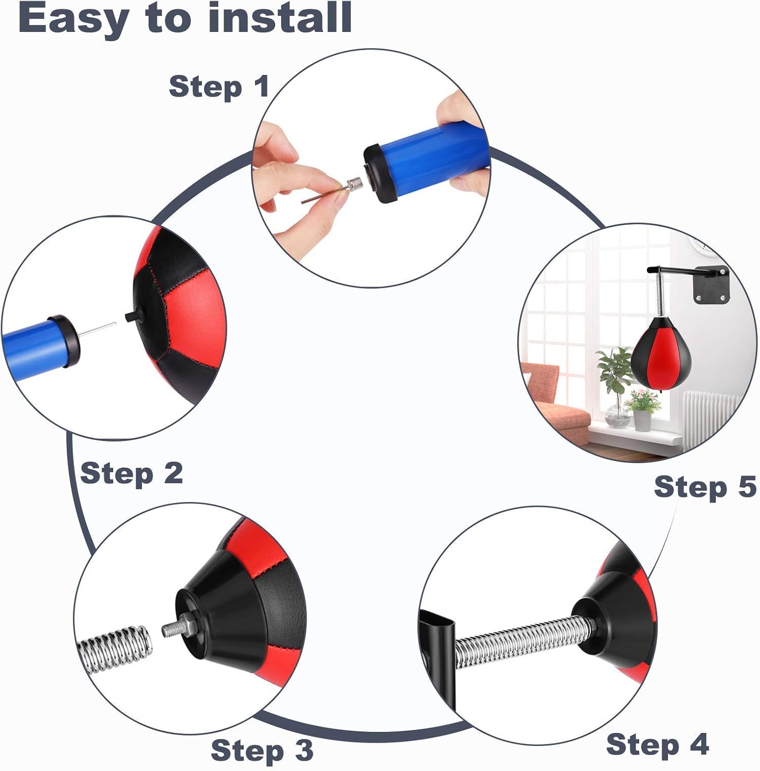 Punching Ball for Toddlers, Adults, Kids, Speed Bag Boxing for Home, Office Punching Ball for Boxing, Relief Stress Boxing Reflex Ball Great for Training Punching Ball Set (Black) : Sports & Outdoors