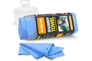 ARTIPOLY Premium Shammy Cloth for Car Drying (34”x25”)-Super Absorbent Chamois Towel for Car-Reusable Shammy Towel for Car, Bathroom,Pets, Dust Remove, No Spots/Streak/Scratch, Blue