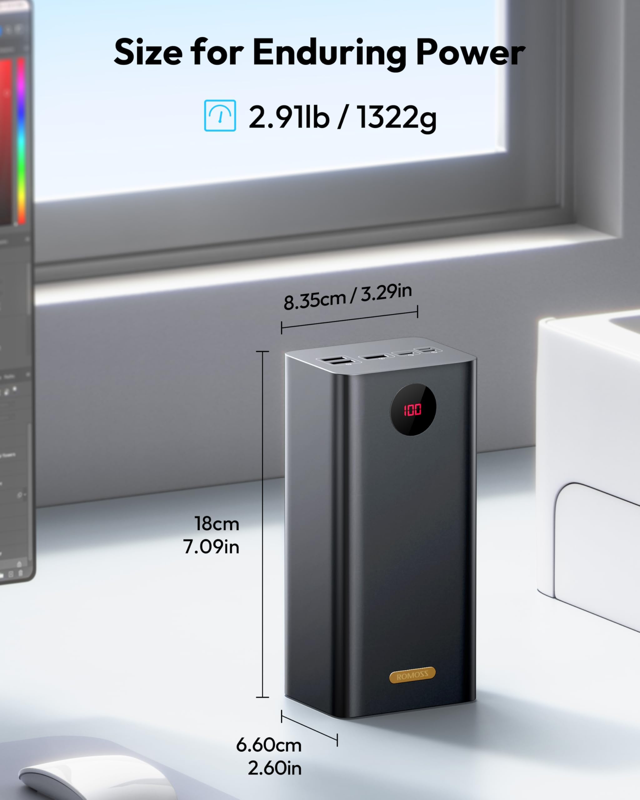 ROMOSS 60,000mAh Large Power Bank, High Capacity Portable Charger 22.5W USB C Fast Charging, Long Lasting External Battery Pack with 4 Outputs & 3 Inputs for iPad, iPhone, Samsung, Switch and More