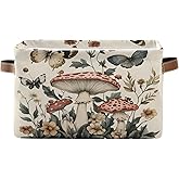 JUZIHAI Mushrooms Storage Basket Collapsible Fabric Storage Organizer Bins with Handles for Toys Clothes Closet Shelves Nursery Office