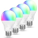 �鶹�� Basics Smart A19 LED Light Bulb, Color Changing, 2.4 GHz Wi-Fi, 60W Equivalent 800LM, Works with Alexa Only, 4-Pack, C