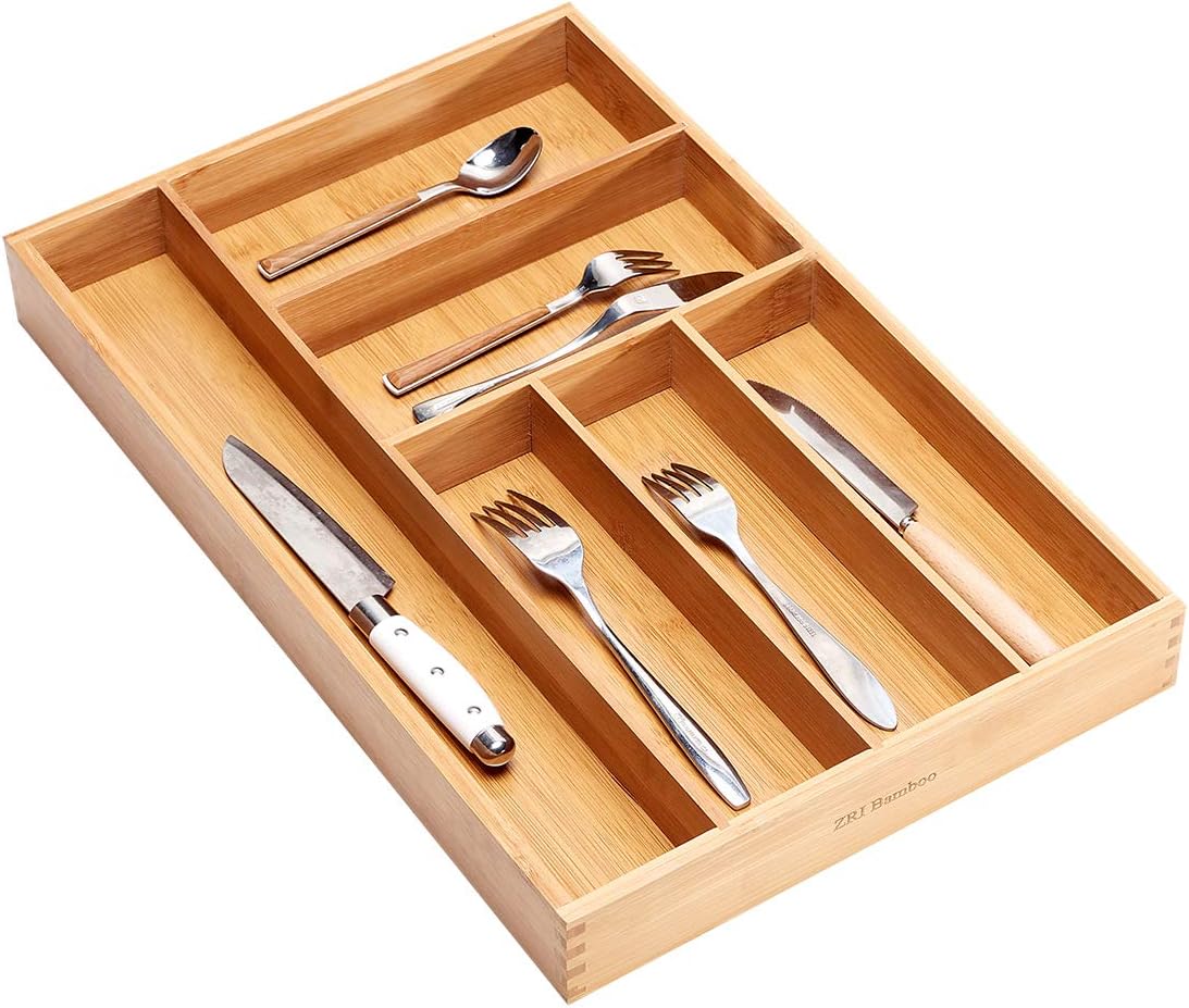Amazon Com Kitchen Utensil Silverware Drawer Organizer Bamboo