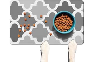 FUOXOWK Dog Food Mats for Floors Absorbent, Pet Cat Food Mat - Quick Dry Dog Bowl Mats for Food and Water, Eco-Friendly Dog Accessories Pet Supplies 12" x 20"