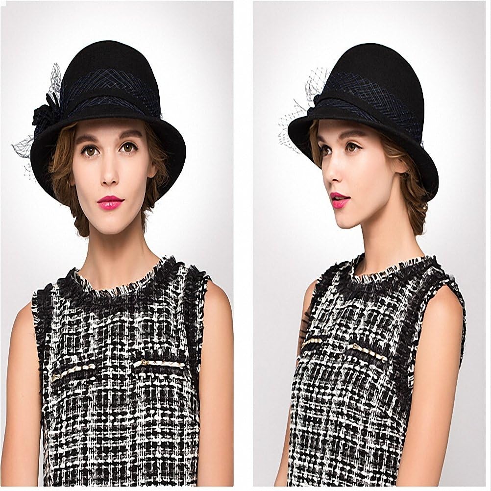 Maitose Women's Wool Felt Bowler Hat Black at  Women’s Clothing store