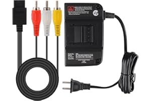 CUENSTOP N64 Power Supply, AC Power Cord and AV Cable for Nintendo 64, N64 Power Adapter and AV Cable Set to External TV Screen Monitor