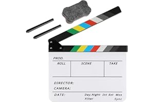 ZACRO Acrylic Film Clapboard -12 x 10in Plastic Film Clapboard Cut Action Scene Clapper Board with a Magnetic Blackboard Eraser and Two Custom Pens