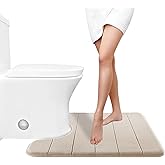 Yimobra Memory Foam Toilet Bath Mat U-Shaped, Soft and Comfortable, Super Water Absorption, Non-Slip, Thick, Machine Wash and Easier to Dry for Bathroom Commode Contour Rug, 24 X 20 Inches, Beige